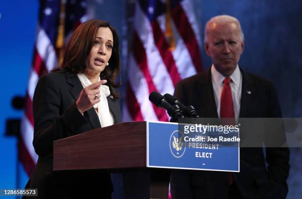 President-elect Joe Biden and Vice President-elect Kamala Harris hold a press conference after a virtual meeting with the National Governors...