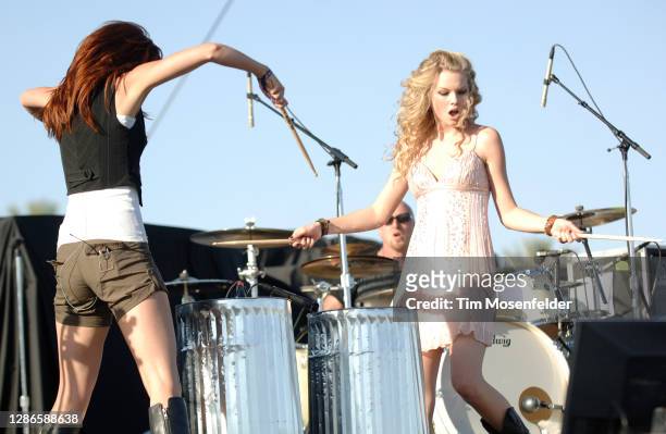 Taylor Swift performs during the Stagecoach music festival at the Empire Polo Fields on May 3, 2008 in Indio, California.