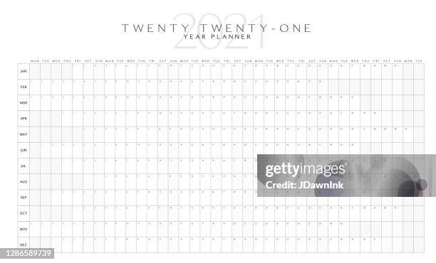 black and white simple horizontal 2021 year planner - march calendar 2020 stock illustrations