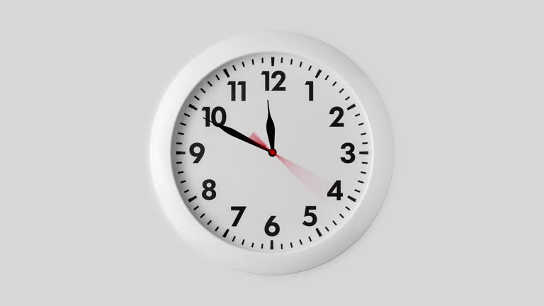 Clock Overflow white round wall clock with animated arrows walking fast clockwise from ...