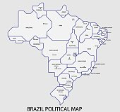 Brazil political map divide by state colorful outline simplicity style.
