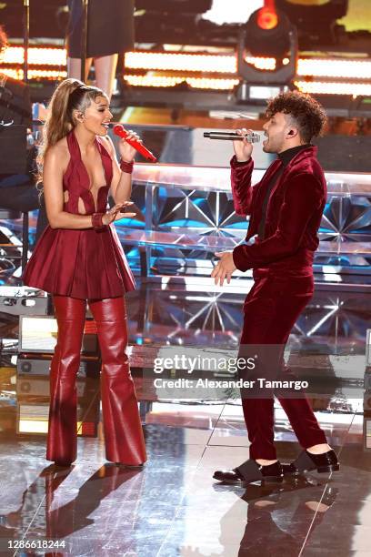 Leslie Grace and Prince Royce perform onstage during The 21st Annual Latin GRAMMY Awards at American Airlines Arena on November 19, 2020 in Miami,...