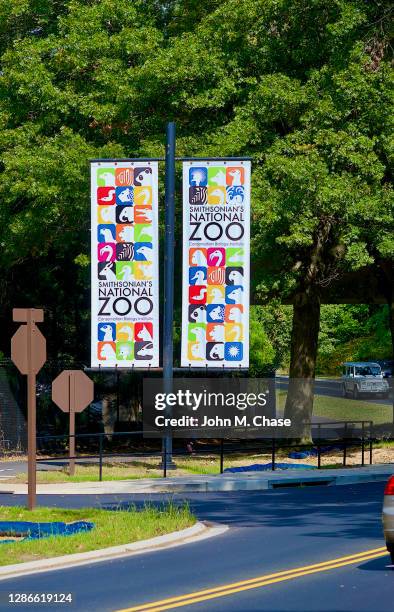 smithsonian national zoo eingang banner - smithsonian national zoological park stock-fotos und bilder