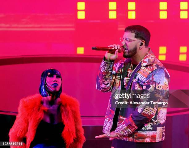 In this image released on November 19 Anuel AA performs at the 2020 Latin GRAMMY Awards on November 17, 2020 in Miami, Florida. The 2020 Latin...