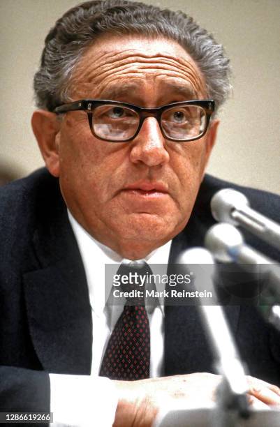 Henry Kissinger, chairman of the President's Bipartisan Commission on Central America appears before the House Foreign Affairs Committee on Capitol...