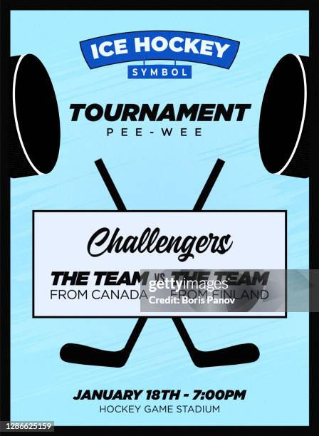 illustrations, cliparts, dessins animés et icônes de modèle de fête des séries éliminatoires de la lnh de hockey sur glace pour un dépliant promotionnel ou un modèle d’affiche sur fond de glace bleue - ice hockey posters