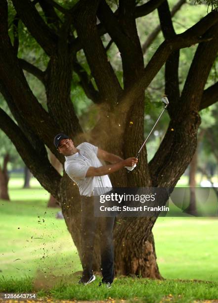 Julian Suri of the United States plays his second shot on the 16th hole during the second round of the Joburg Open at Randpark Golf Club on November...