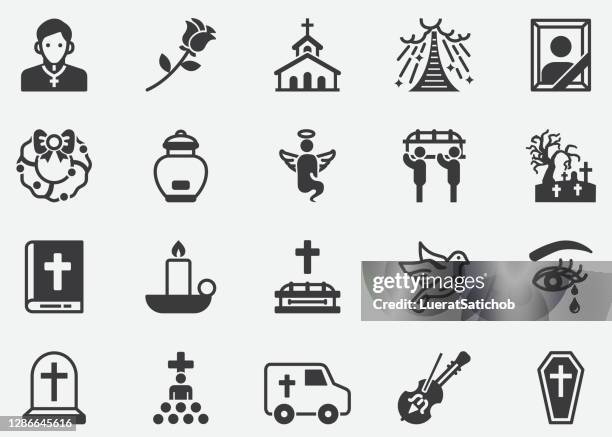 ilustraciones, imágenes clip art, dibujos animados e iconos de stock de funeral,entierro ,triste ,llorando píxel iconos perfectos - funeral