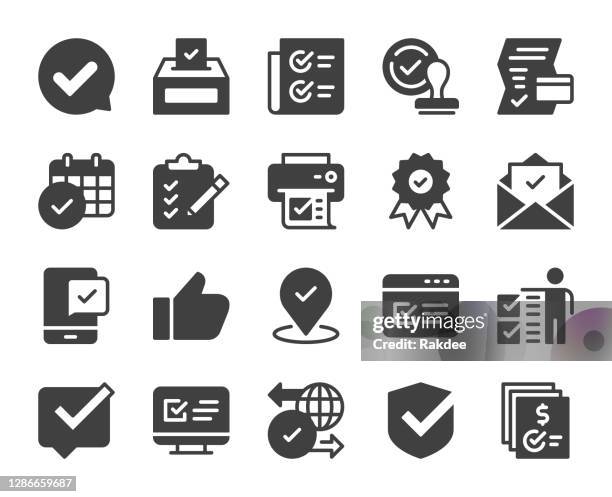 illustrazioni stock, clip art, cartoni animati e icone di tendenza di approva - icone - votazione