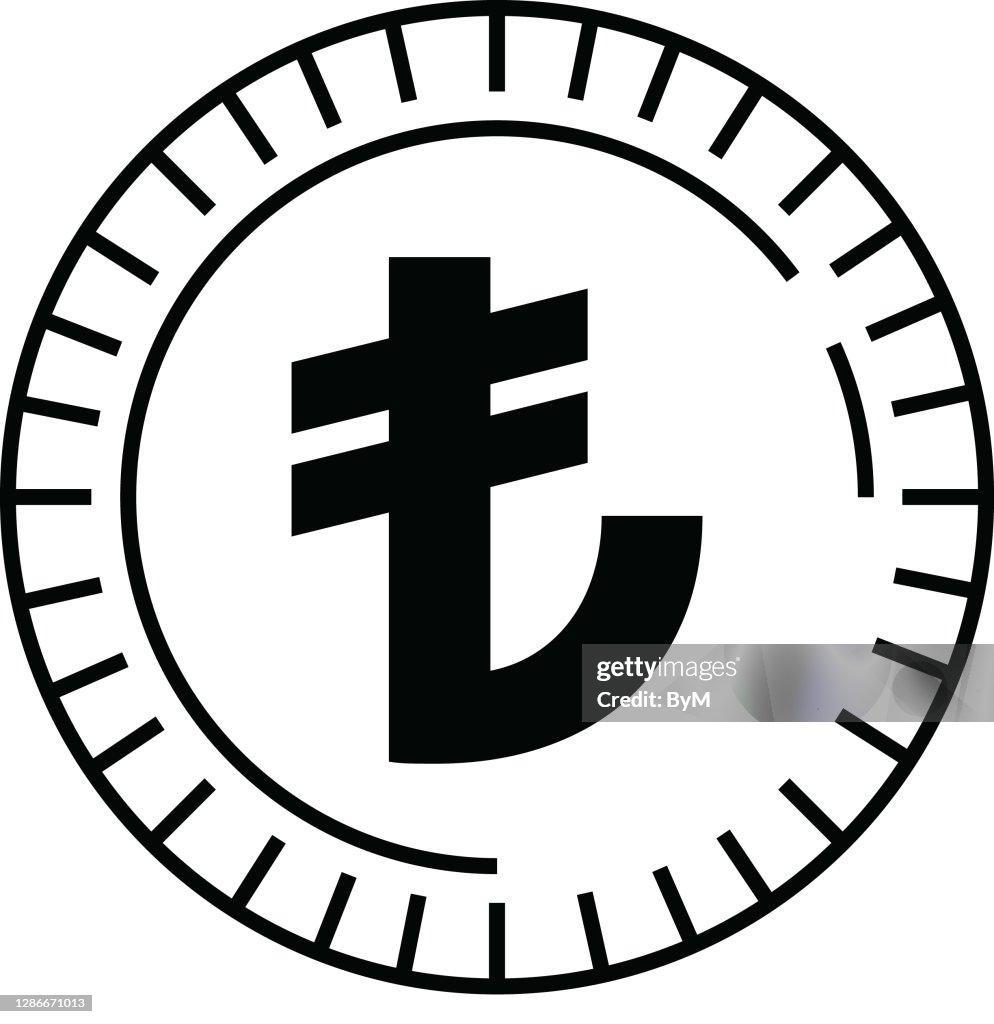 Turkish Lira Currency Coin Symbol Icon Vector