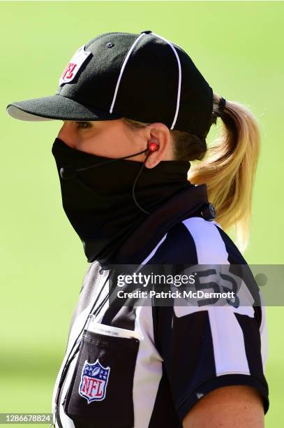 Referee Sarah Thomas looks on before the game between the New York Giants and Washington Football Team at FedExField on November 08, 2020 in...