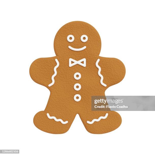 gingerbread man christmas cookie illustration - gingerbread man stock pictures, royalty-free photos & images