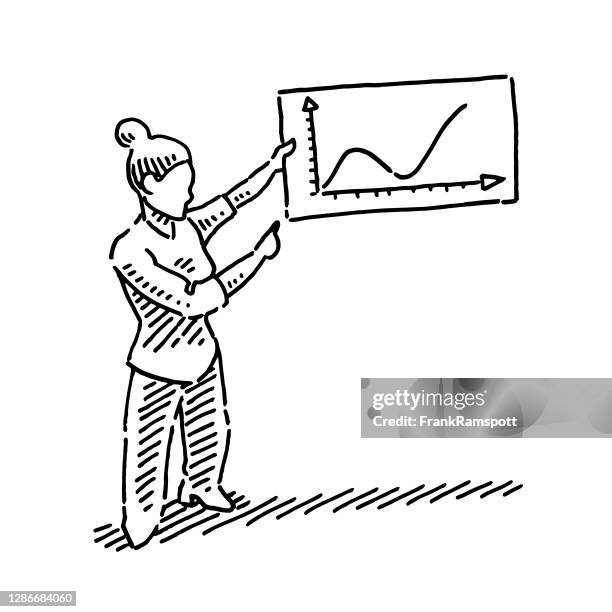 virologist explaining pandemic graph drawing - microbiologist stock illustrations
