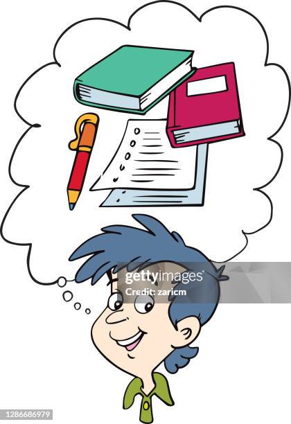 schoolkid thinking - man thinking background stock illustrations