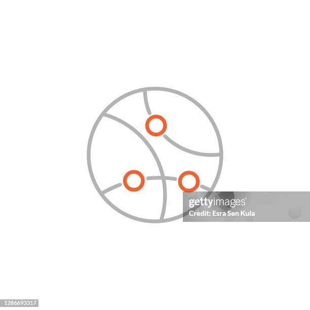global connections line icon with editable stroke - technology collaboration red stock illustrations