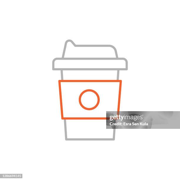 take away coffee cup line icon with editable stroke - making espresso stock illustrations
