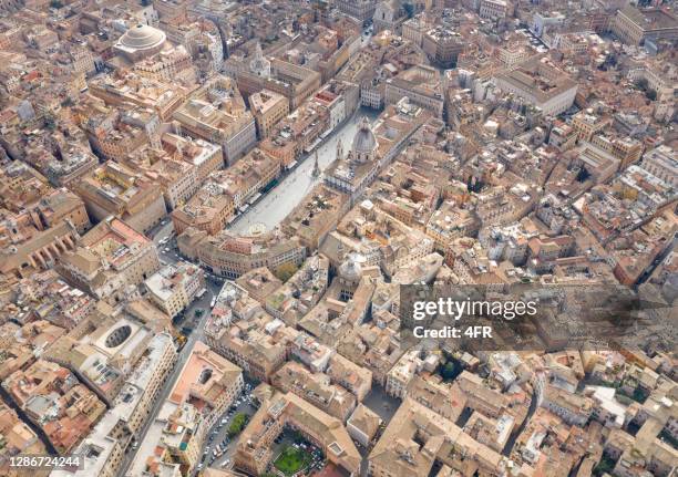 pantheon und piazza navona, rom, italien - rom von oben stock-fotos und bilder