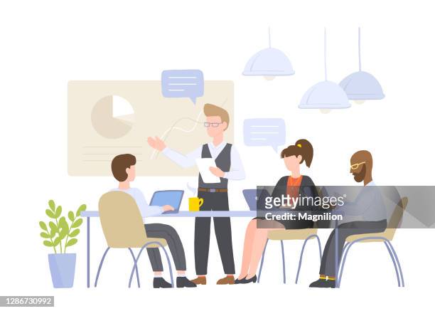 business conference in the office - business meeting stock illustrations