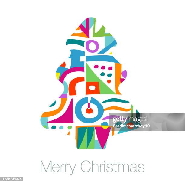 christmas trees - primitive stock illustrations