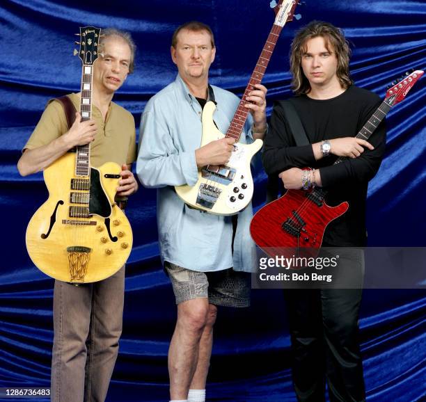 English musician, songwriter and producer Steve Howe, English musician, singer and songwriter Chris Squire and American musician, record producer,...