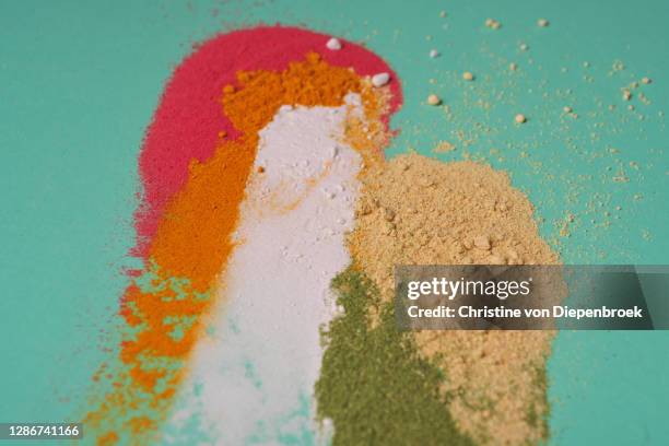 herbs and spices powder close up - ginger above nobody stock pictures, royalty-free photos & images