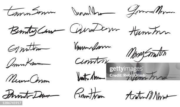ilustraciones, imágenes clip art, dibujos animados e iconos de stock de conjunto de firmas audaces - firmar