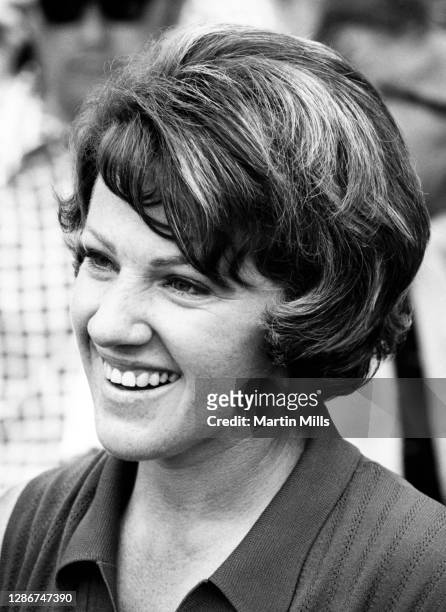 Susie Berning of the United States smiles after winning the 1972 U.S. Women's Open Golf Championship on July 2, 1972 at the Winged Foot Golf Club,...