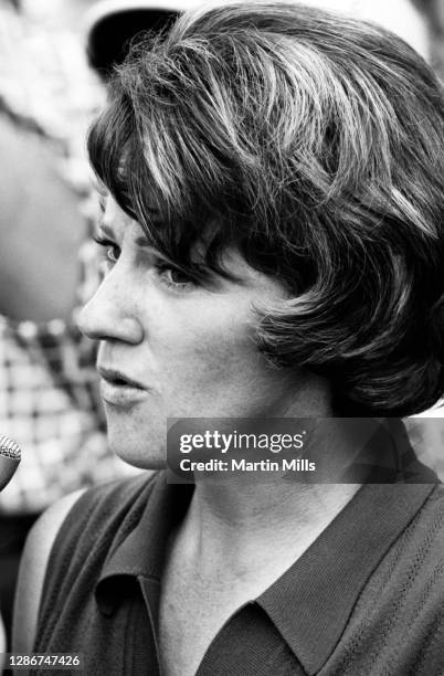 Susie Berning of the United States smiles after winning the 1972 U.S. Women's Open Golf Championship on July 2, 1972 at the Winged Foot Golf Club,...