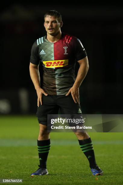 Will Evans of Harlequins during the Gallagher Premiership Rugby match between Harlequins and Exeter Chiefs at Twickenham Stoop on November 20, 2020...