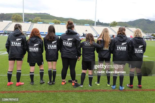 Ball Girls during the match between the New Zealand Black Ferns and the New Zealand Barbarians at Trafalgar Park on November 21, 2020 in Nelson, New...