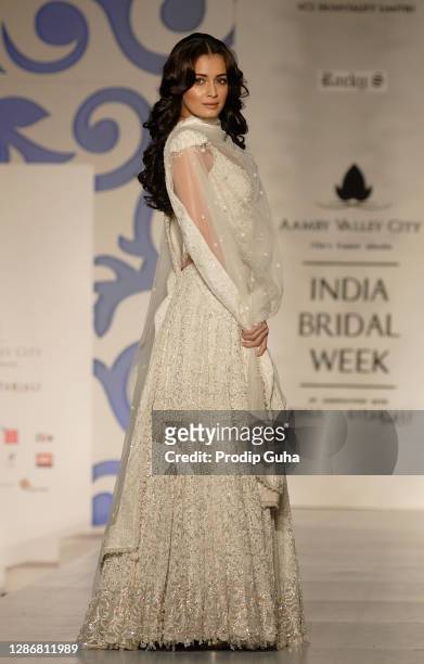 Dia Mirza walks the ramp for designer Rocky S at the Aamby Valley Indian Bridal week on October 29, 2010 in Mumbai, India
