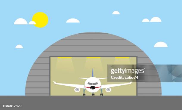 airplane hangar stock illustration - airline stock illustrations