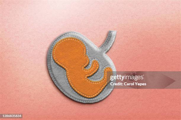 human embryo made of felt texture in pink background - cloning stock illustrations stock pictures, royalty-free photos & images