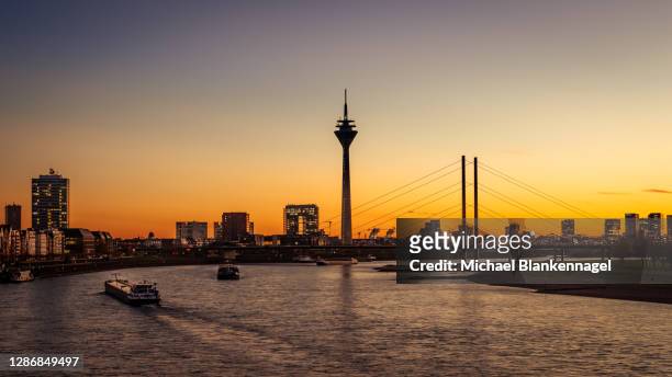 sunset in dusseldorf - germany - dusseldorf stock pictures, royalty-free photos & images