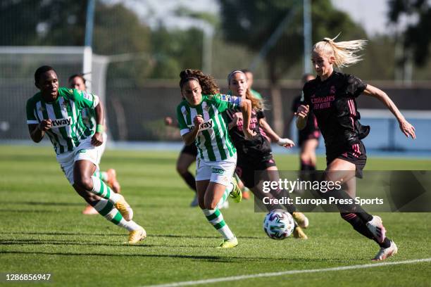 Nuria "Nana" Ligero of Real Betis and Sofia Jakobsson of Real Madrid in action during the spanish women league, Primera Iberdrola, football match...