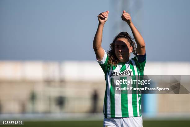 Nuria "Nana" Ligero of Real Betis saludates after the spanish women league, Primera Iberdrola, football match played between Real Betis Balompie...