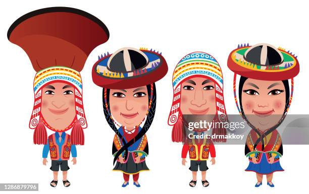 peruvian woman and man - quechua stock illustrations