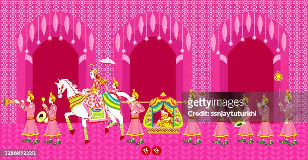 indian  hindu wedding invitation  card, - rangoli vector stock illustrations