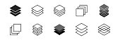 Layer icon collection. Vector layers line symbol set.