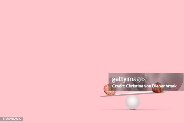 food and health in balance - carbohidrato fotografías e imágenes de stock