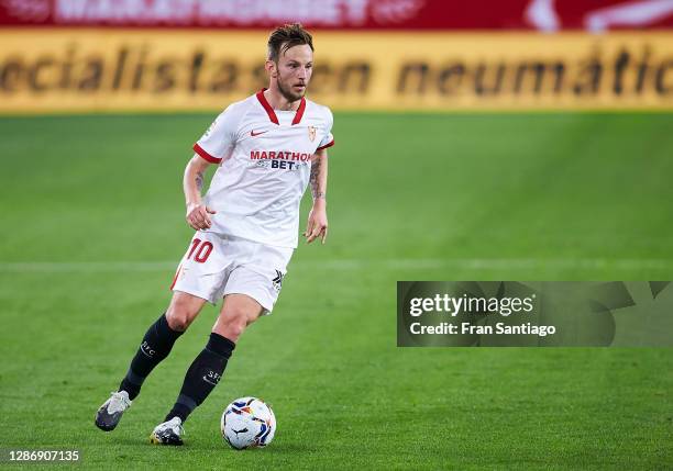 Ivan Rakitic of Sevilla FC in action during the La Liga Santander match between Sevilla FC and RC Celta at Estadio Ramon Sanchez Pizjuan on November...