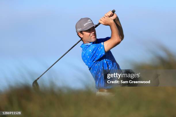 Robert Streb of the United States plays his shot from the 15th tee during the third round of The RSM Classic at the Seaside Course at Sea Island Golf...