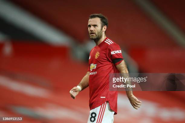 Juan Mata of Manchester United looks on during the Premier League match between Manchester United and West Bromwich Albion at Old Trafford on...