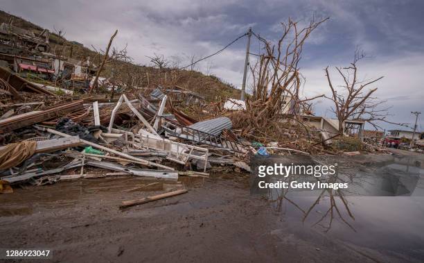 Debris of houses remain on the ground after the passage of Hurricane Iota on November 21, 2020 in Providencia Island, Colombia. The islands of San...