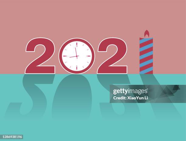 2021 new year element design, the image contains a clock and candles. - time clock stock illustrations