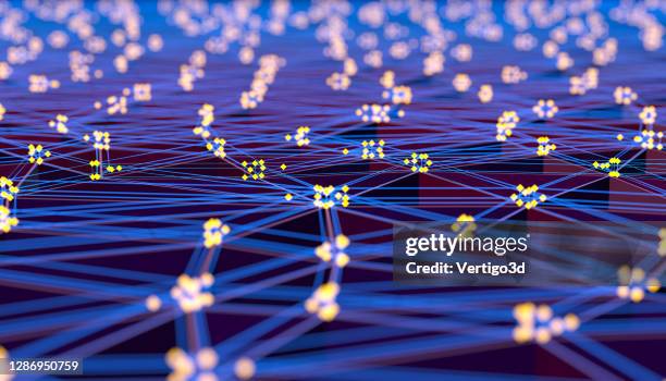 concetto abstract di big data network - fibra ottica foto e immagini stock