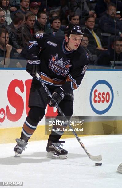 Sergei Gonchar of the Washington Capitals skates against the Toronto Maple Leafs during NHL game action on November 29, 1999 at Air Canada Centre in...