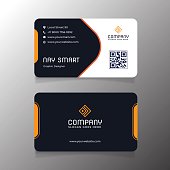 Orange Business Card Template With Qr Code