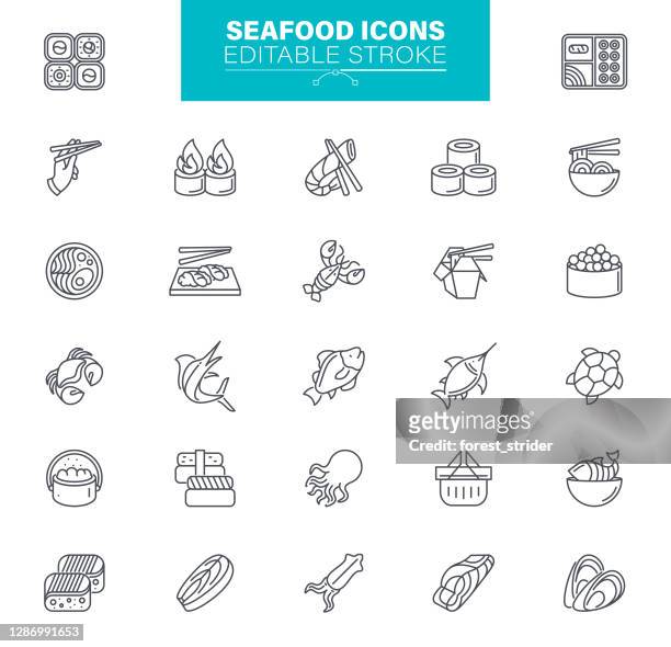 stockillustraties, clipart, cartoons en iconen met seafood icons set - crab pot