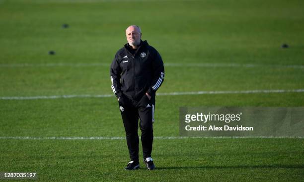 Sheffield United Manager Neal Redfearn looks on prior to the Barclays FA Women's Championship match between Charlton Athletic and Sheffield United at...